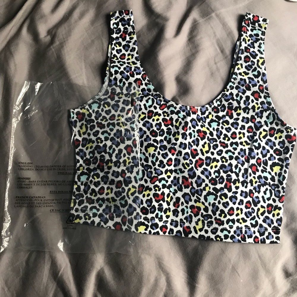 BRAND NEW rainbow lynx American Apparel crop tank